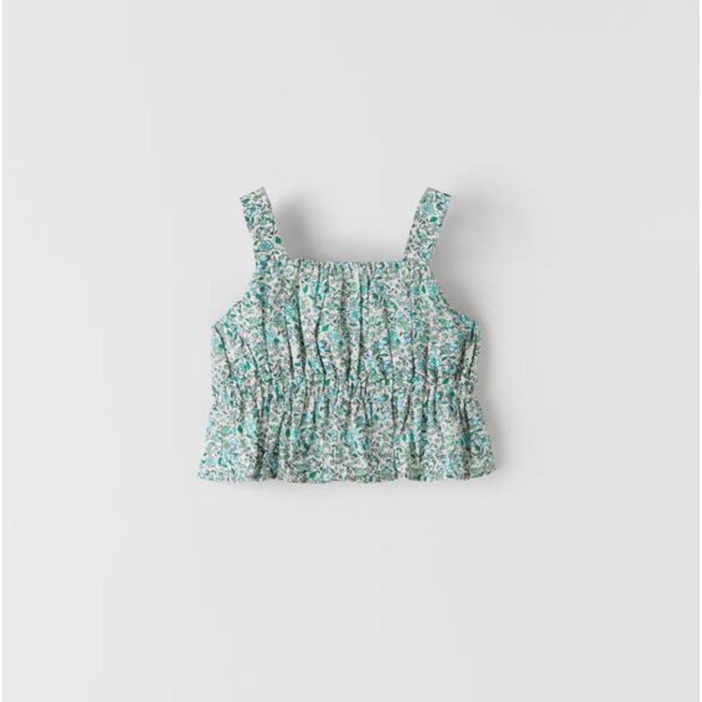 Zara floral ruched cropped top sz 6